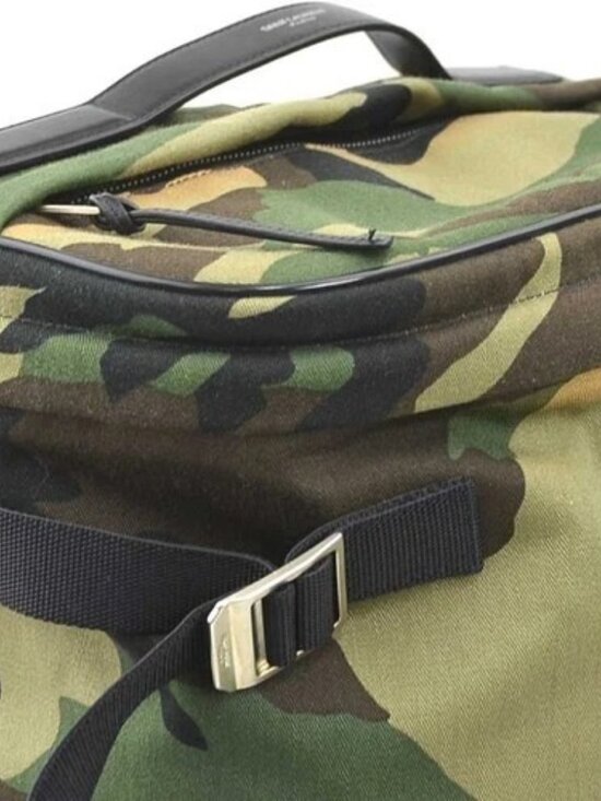 Auth SAINT LAURENT Camouflage Backpack Khaki/Black Canvas/Leather - 56572a main image 10